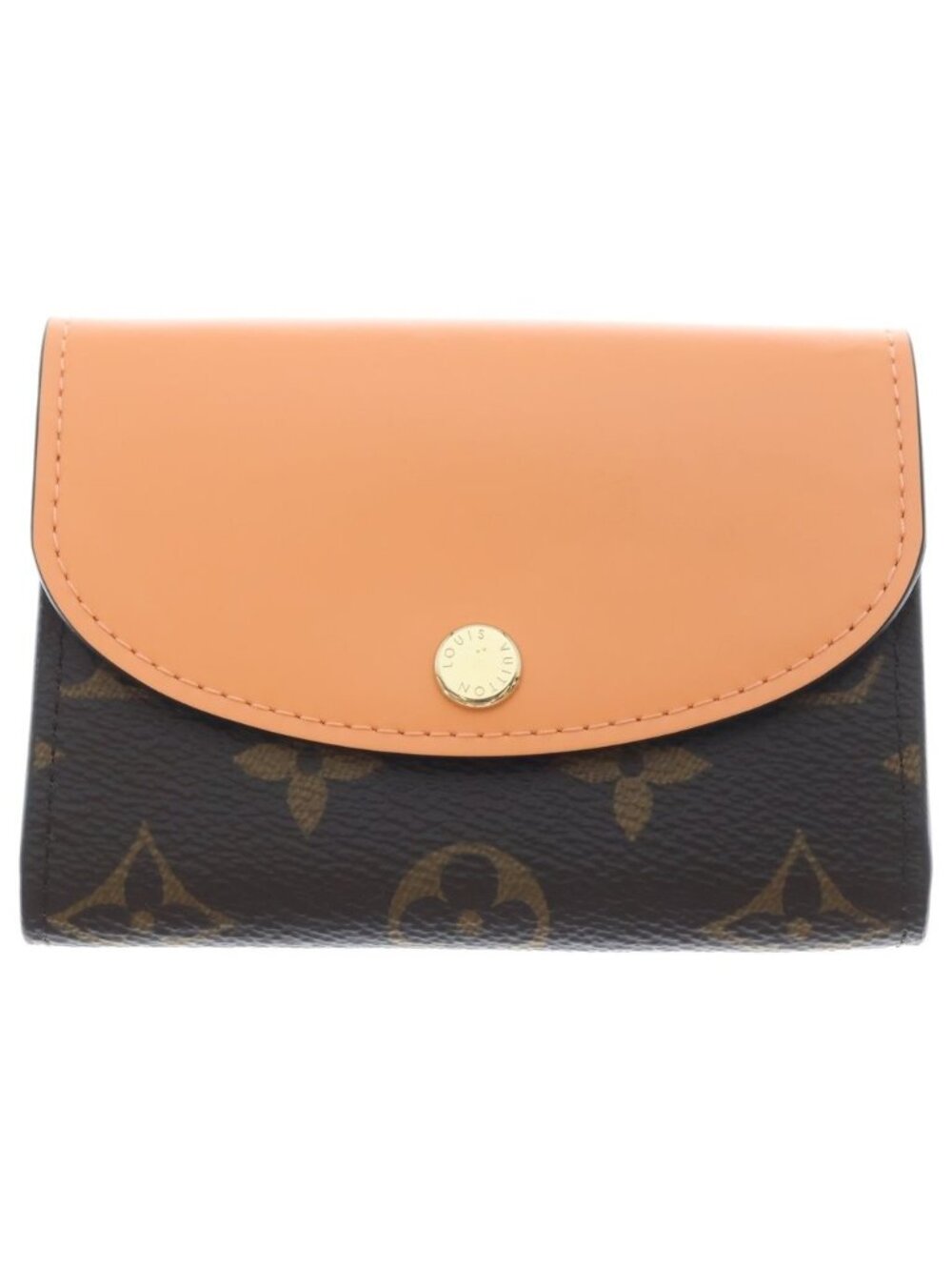 Louis Vuitton Monogram Porte Monnaie Rosalie Compact Wallet Brown Orange Leather